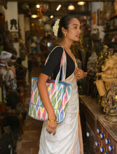 'Arya' Handwoven Ikat Tote Bag in Pure Cotton