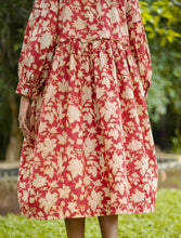 'Frida' Kalamkari Organic Cotton Boho Dress (Limited Edition Deep Red)