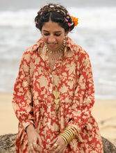 'Frida' Kalamkari Organic Cotton Boho Dress (Limited Edition Deep Red)