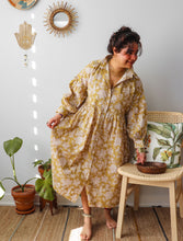'Frida' Kalamkari Organic Cotton Boho Dress (Limited Edition - Mustard Yellow)
