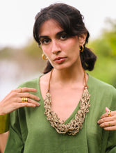 'Jheel' Hand-crocheted Jute Boho Necklace with Wooden Beads