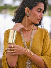 'Manika' Hand-hammered Textured Brass Cuff