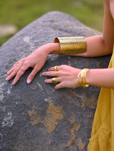 'Manika' Hand-hammered Textured Brass Cuff