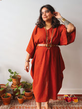 'Zikr' Handloom Cotton Kaftan Dress (Brick)