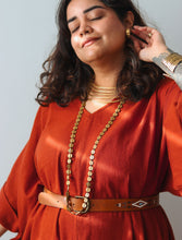 'Zikr' Handloom Cotton Kaftan Dress (Brick)