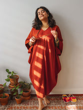 'Zikr' Handloom Cotton Kaftan Dress (Brick)