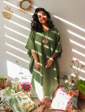'Zikr' Handloom Cotton Kaftan Dress (Vintage Green)