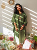 'Zikr' Handloom Cotton Kaftan Dress (Vintage Green)