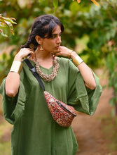 'Zikr' Handloom Cotton Kaftan Dress (Vintage Green)