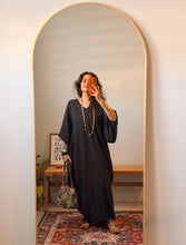 Zubeida Boho Handloom Cotton Kaftan Dress (Black)