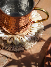'A boho summer' Banana Fibre & Cowrie Shells Coasters (Set of 2)